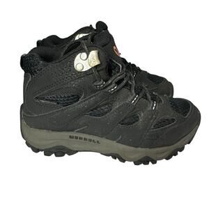 Merrell Moab 3 Hiking Ankle Boots Shoes Kids Sz 12.5 Black Leather MK265702